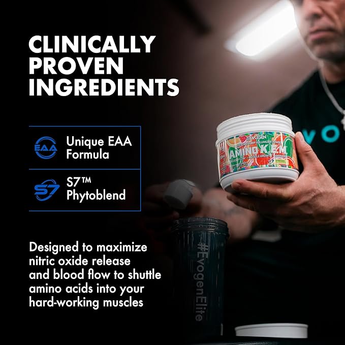 Evogen Amino K.E.M. - EAA & BCAA Powder Pump Volumizer | BCAAs Amino Acids Supplement for Blood Flow, Muscle Growth, & Hydration | Citrus Candy | 30 Servings