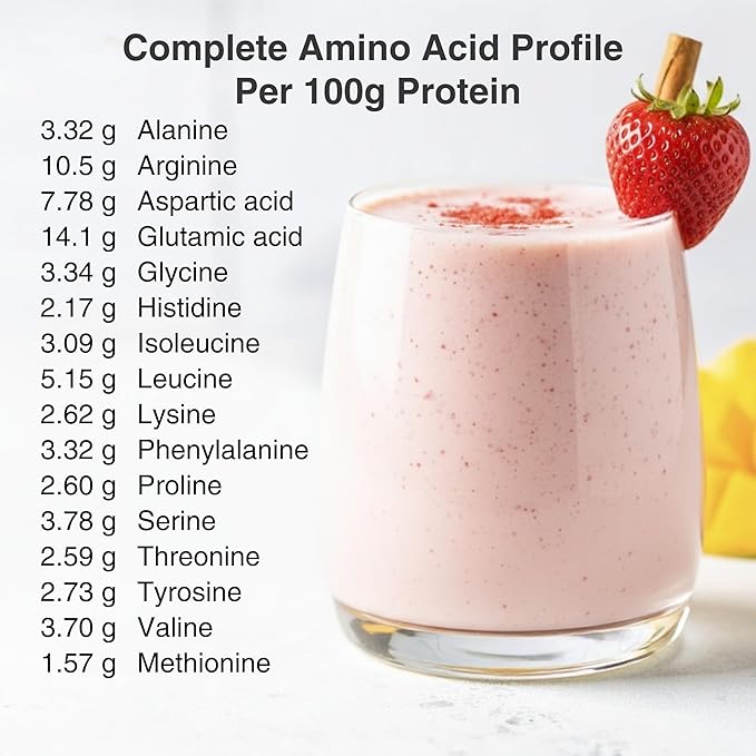 Organic Hemp Protein Powder, Plant Based and Vegan Protein Shake, Lactose and Dairy Free, Gluten Free, Clean and Natural- Strawberry (1 Serving)