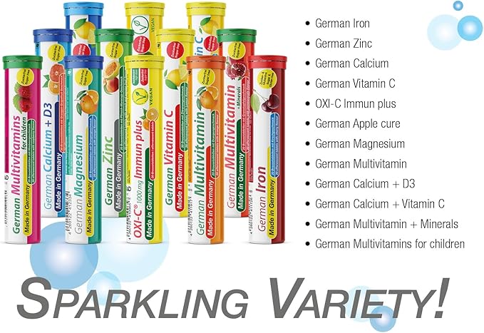 T&D Oxi C 1000 mg Vitamin C - 100 Vegan Drink Effervescent Tablets - Orange Flavor - Made in Germany