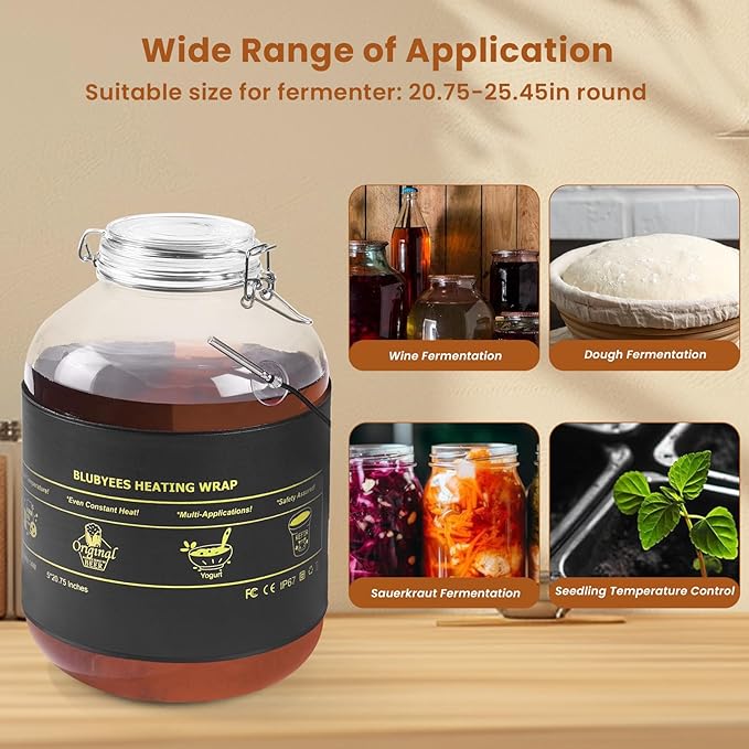 Digital Kombucha Heating Wrap with Precise Temperature Control and Timer Function - Kombucha Starter Kit, the Ideal Fermentation Heating Pad for Kombucha and Sourdough