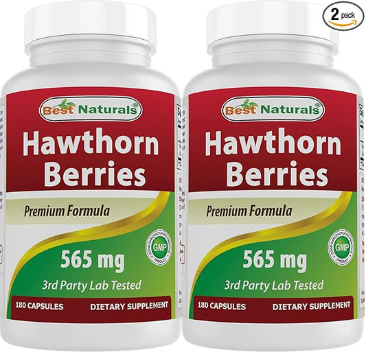 Best Naturals Hawthorn Berry 565 mg 180 Capsules (180 Count (Pack of 2))