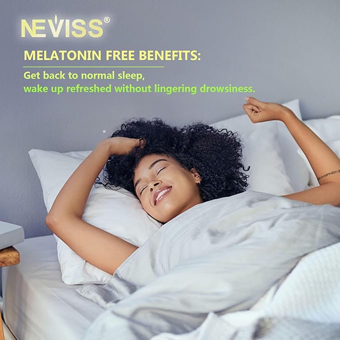 NEVISS Melatonin Free Sleep Aid Gummies for Adults - Magnesium Glycinate Gummies | GABA, L-Tryptophan, Magnesium, Ashwagandha - Non-Habit Forming, Help for Deep Relaxation - Vegan, Lemon Flavor, 1Pack