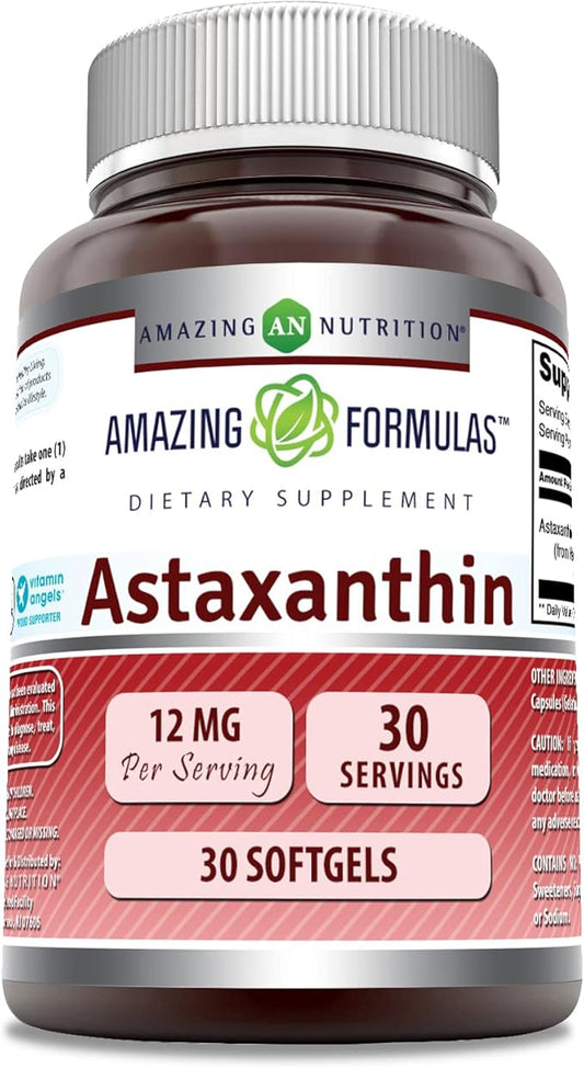 Amazing Formulas Astaxanthin 12mg Softgels Supplement | Non-GMO | Gluten Free (30)