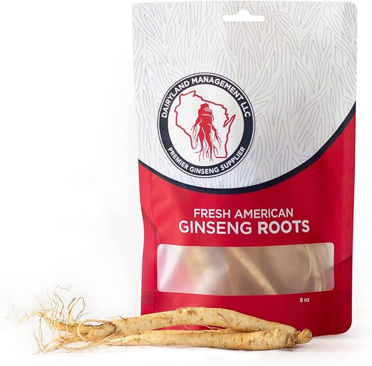 Dairyland Fresh American Ginseng Roots, 8 oz Fresh Wisconsin Ginseng, Direct from The Farmer to The Consumer, Premium Quality Ginseng