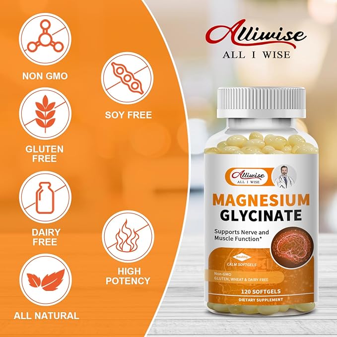Magnesium Glycinate 400mg Softgels with Vitamin D3 & B6,Small Easy to Swallow Gel Caps,High Absorption, Gentle on Stomach,Supports Sleep, Muscle & Calm,Bone Health,120 Softgels