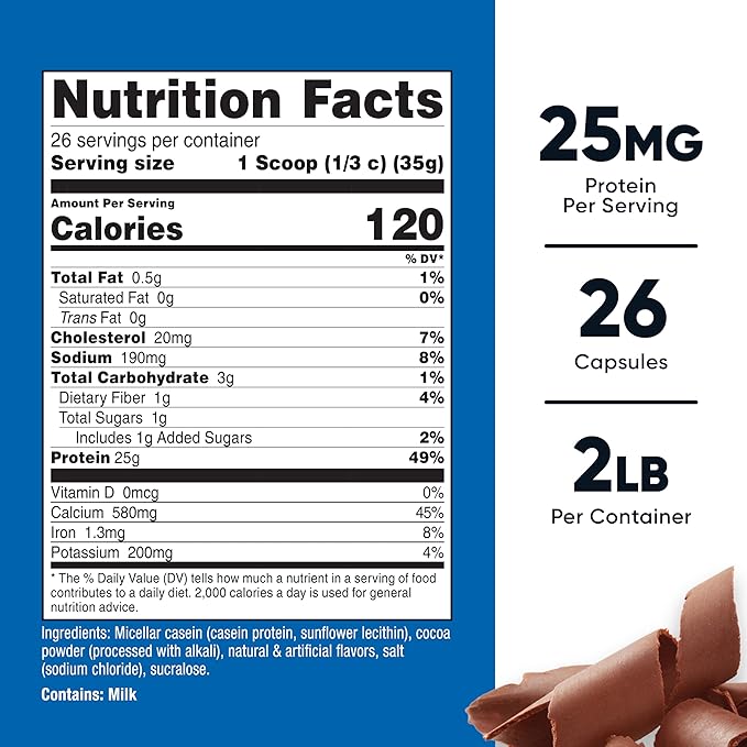 Nutricost Casein Protein Powder 2lb Chocolate - Micellar Casein, Gluten Free, Non-GMO