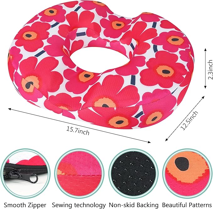 Hemorrhoid Pillows for Sitting Donut Gel Ergonomic Poppy Pillow Seat Cushion for Long Sitting Tailbone Pain After Surgery Relief Office Chair Pillow for Butt Cute Coccyx Driver Postpartum Pregnancy