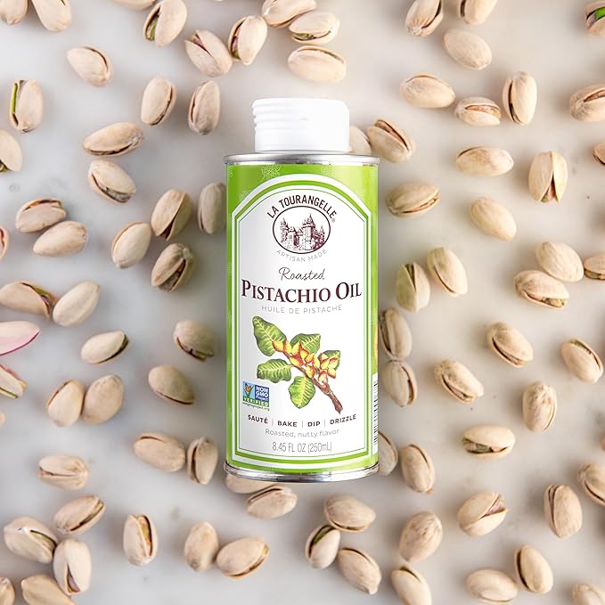 La Tourangelle, Roasted Pistachio Expeller-Pressed Oil for Cooking, Baking, and Beauty, Adds Flavor to Vinaigrettes, Sauces, Marinades, Green, 8.45 Fl Oz