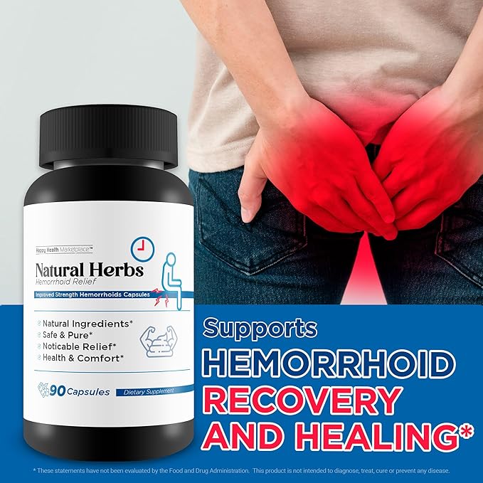 Natural Herbs Hemorrhoids Capsules - Our Best Hemorrhoid Relief Supplement - Premium Natural Herbs Strength Hemorrhoids Capsules - Hemorrhoids Natural Herbs Hemorrhoid Treatment Hemorrhoids Treatment
