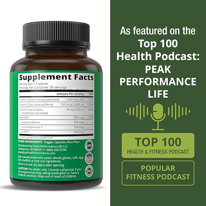 DAKE Vitamin Supplement. Essential Vitamins D 5,000 iu + A + K + E All In 1 Easy to Swallow Vegan Capsule. ADK Vitamin Supplement With E D3 K2. Essential Vitamins For Mood, Immune, Bone, Vision, Heart