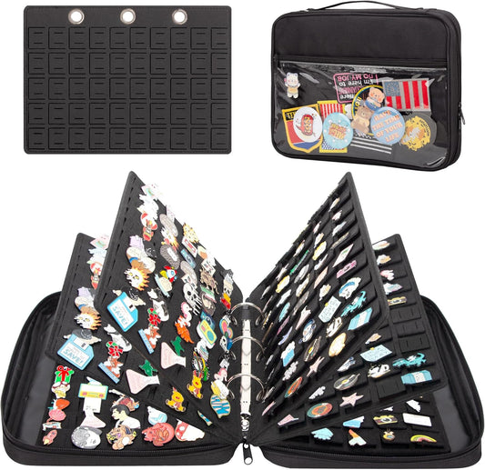 Enamel Pin Display Pages Pin Carrying Case, Pins Collection Storage Organizer Case, Travel Brooch Pin Display Bag (Pins Not Included)