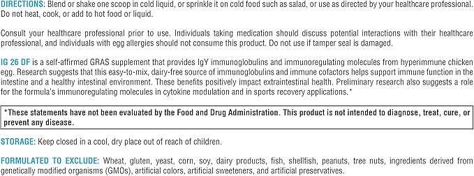 XYMOGEN IG 26 DF Powder - Immunoglobulin Supplement with IgY Max - Dairy-Free Colostrum Alternative Derived from Hyperimmune Egg - Cytokine Balance & Immune Support - Vanilla Flavor (4.76 oz)