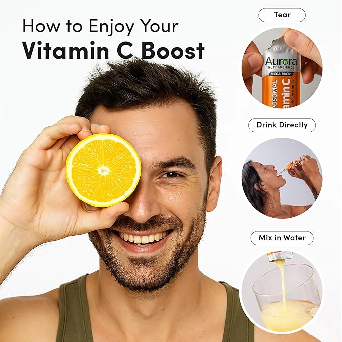Aurora Nutrascience Micro-Pack Liposomal Vitamin C, Immune Support, 1,000 mg Per Serving, Vegan, Gluten Free, Non-GMO, 10 Single Serve Packets, Orange
