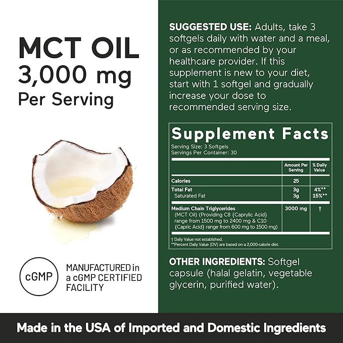 SMARTERNUTRITION MCT Oil Capsules C8 and C10 - Ketogenic Fuel for Brain & Body, Sustained Energy - from Cold-Pressed Coconut, Palm & Gluten-Free, Non-GMO - 90 Count - 30-Day Supply