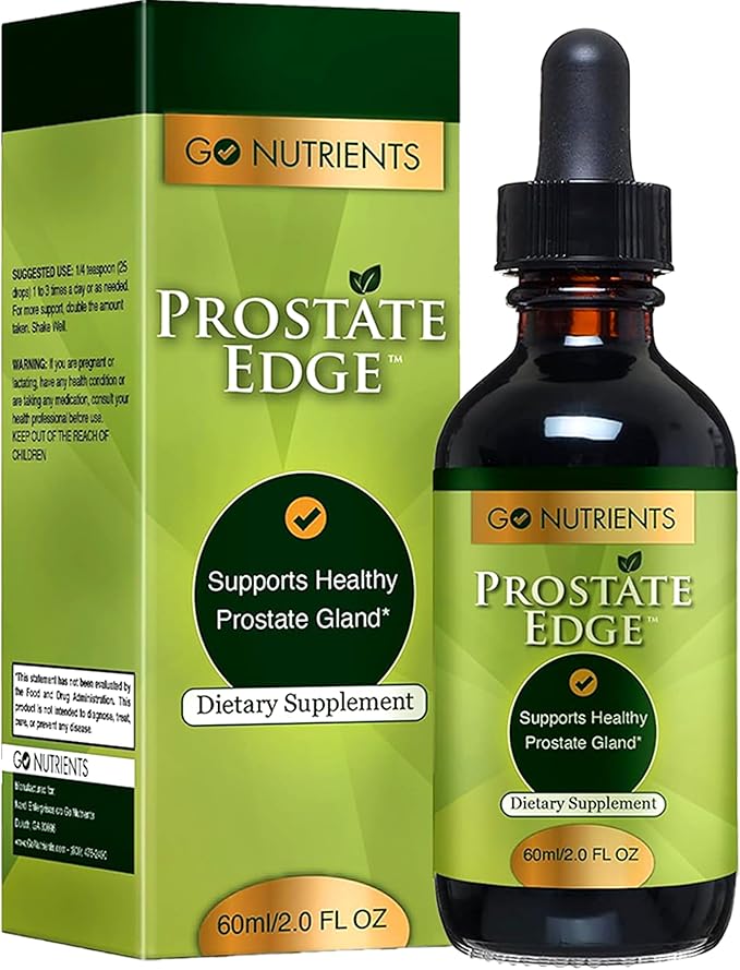 Go Nutrients Prostate Edge - Saw Palmetto & Pygeum Extract Supplement for Men’s Prostate Health & Relief - Organic Liquid Drops to Support Urinary Flow, Bladder Comfort & Vitality – 2oz