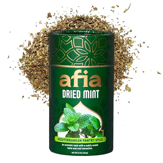 Afia - Dried Mint Seasoning | Dried Mint for Cooking, Mediterranean Pantry Spice for Middle Eastern Dishes, Meals and Cuisine | Premium Middle Eastern Spices (1pk, 0.7oz)