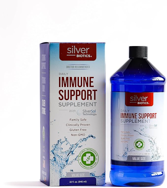 Silver Biotics Advanced Silver Technology, SilverSol Ag₄O₄ 10 PPM Immune Support | Bio-Hacking Immune Building Natural Support | 32 Fl Oz