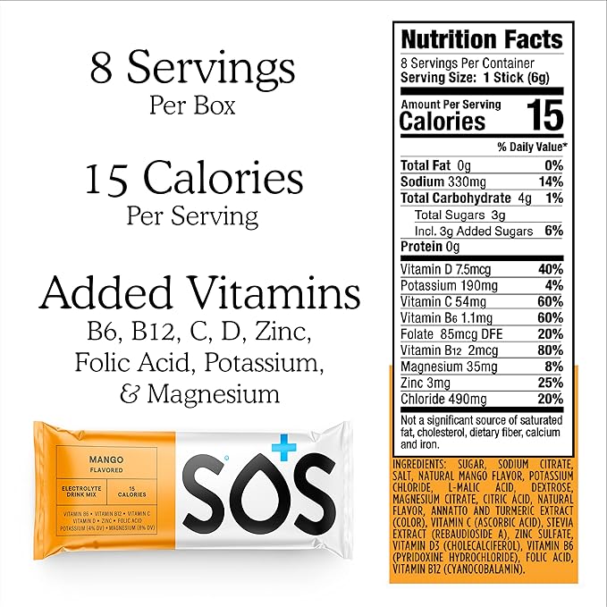 SOS Hydration (8 Servings (Pack of 1), Mango)