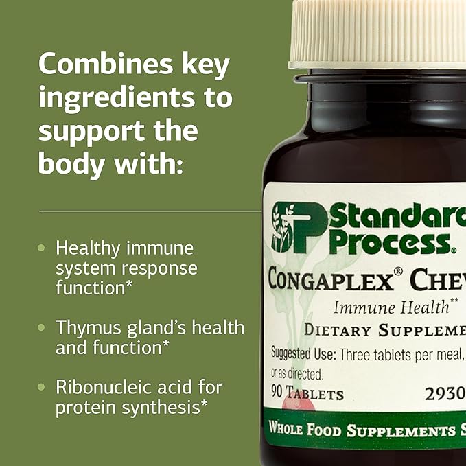 Standard Process Congaplex Chewable - Supplement for Immune System Support with Vitamin A - Supports Thymus Gland & Protein Synthesis - Non-Dairy & Non-Soy - 90 Tablets (30 Servings)
