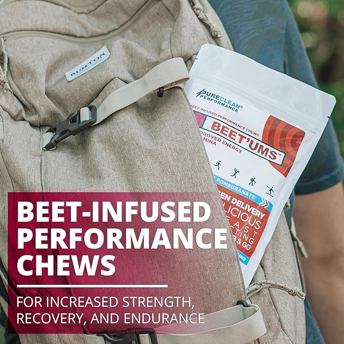 BEET'UMS Beet Chews - Premium Organic Beet Juice Powder Supplement - Nitric Oxide Energy & Blood Flow Circulation Support - Real Chocolate Pomegranate Health Chews with 7 Superfoods (2)