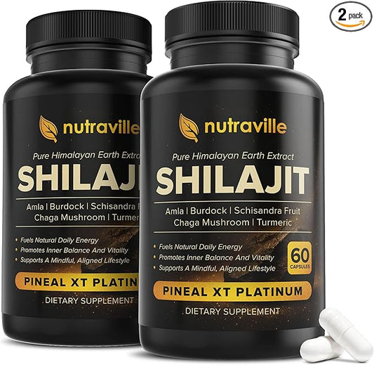 Pineal XT Platinum – Pure Himalayan Shilajit Supplement – Supports Energy, Brain Health & Memory - Rapid Pineal Gland Decalcification Cognitive Health Support – 120 Veggie Capsules