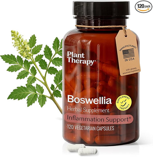 Plant Therapy Boswellia Extract Capsules Manufactured in USA 4 Month Supply Supports Joint Flexibility, Comfort, Soothes Discomfort and Healthy Skin Supplements for Women & Men 120 Vegetarian Capsules
