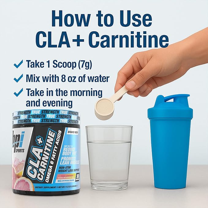 BPI Sports CLA+Carnitine – CLA L Carnitine & Linoleic Acid – L Carnitine Supplement for Weight Loss, Metabolism & Lean Muscle – Caffeine Free – Pink Lemonade – 50 Servings – 12.34 oz
