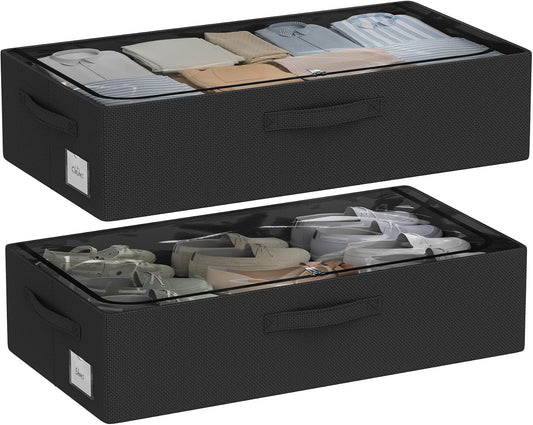 Under Bed Storage Bins Frame Storage Box Oxford Fabric Sturdy Underbed Container Foldable Stackable Large Capacity Clothes Organizer