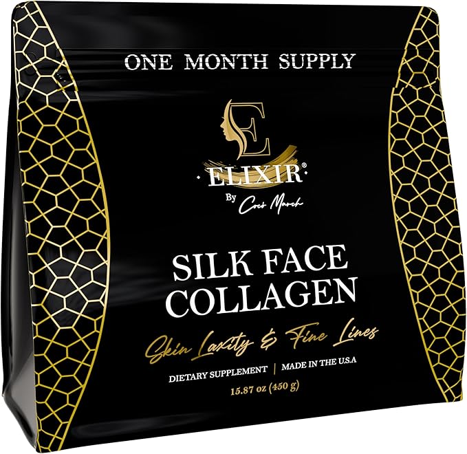 Silk Face Collagen–Silk Collagen for Face and Neck | Sericin-Activated Ultra Low Molecular Weight Collagen–Supports Skin Elasticity and Smooth Appearance–14g Protein–15.87 oz (450g)–Cocó March