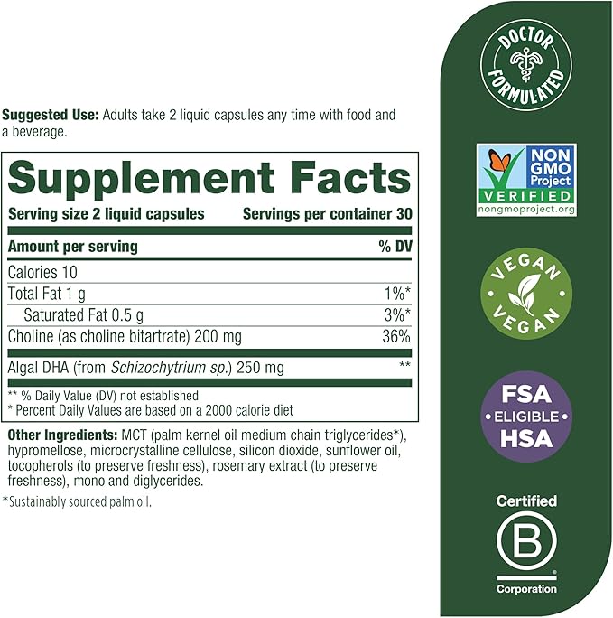 Megafood Baby & Me 2 Prenatal Vitamins for Women, Dha & Choline Supplements, Liquid Dha and Choline for Baby's Brain and Eye Development During Pregnancy, Vegan, 60 Capsules (30 Servings)
