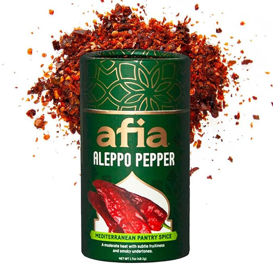 Afia - Aleppo Pepper Flakes | Aleppo Mediterranean Pantry Spice for Middle Eastern Dishes, Meals and Cuisine | Premium Middle Eastern Spices, 1.7oz