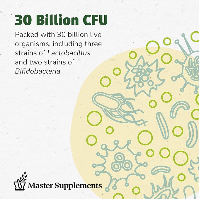 Master Supplements Theralac - 30 Capsules - Multi-Strain Probiotic for Optimal Gut Health + Gas & Bloating Relief - Gluten Free - 30 Servings