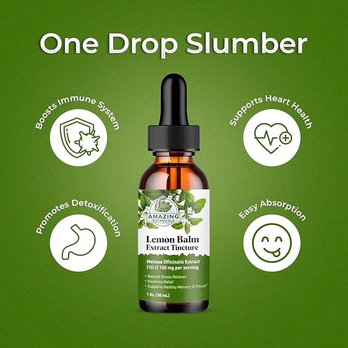 Organic Lemon Balm Leaf Liquid Extract for Immune Support - Lemon Balm Tincture for Mood & Relaxation Support - Organic Extract Tincture Leaf Drops for Adults & Kids Dietary Supplement - 4oz