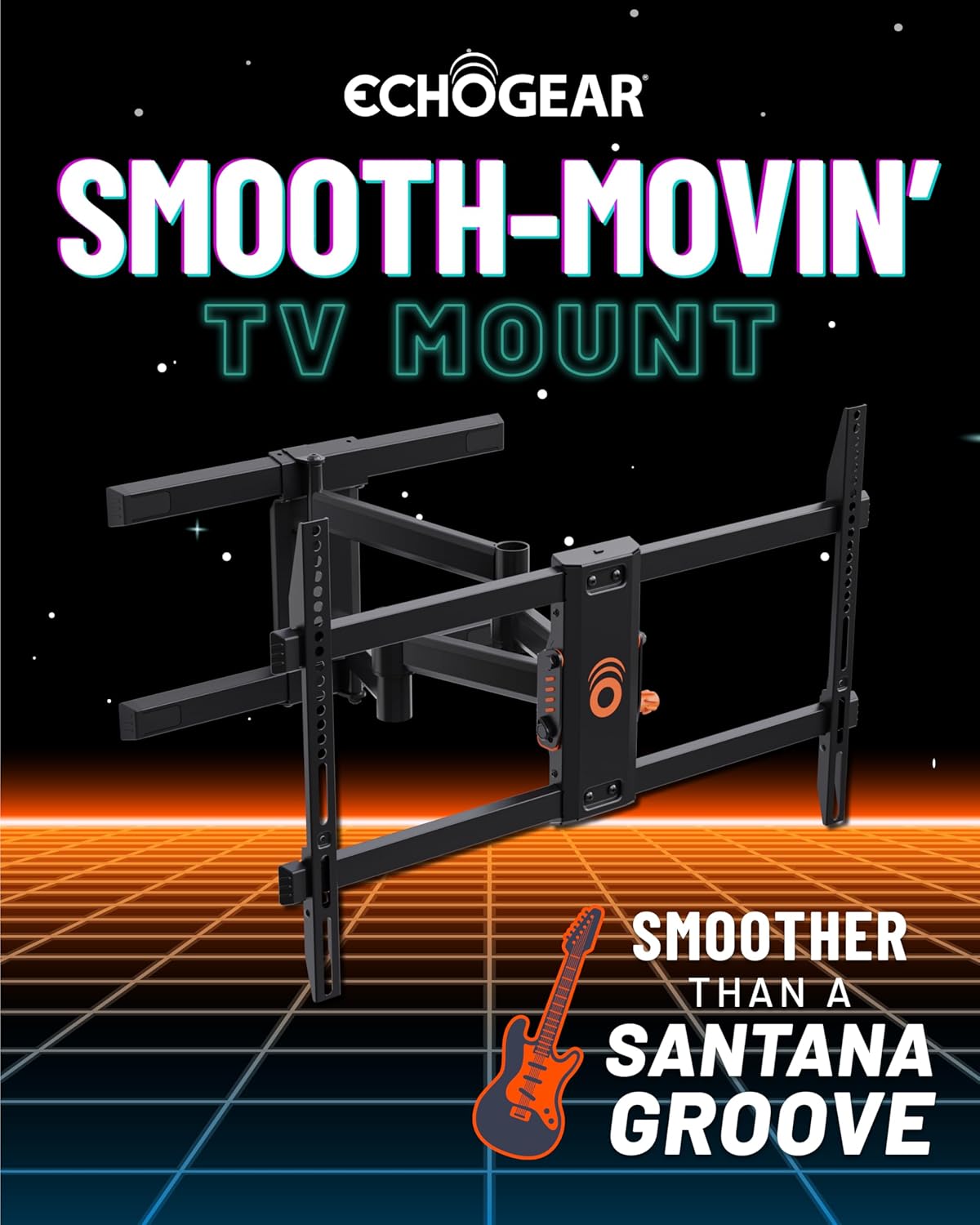 ECHOGEAR Full Motion Articulating TV Wall Mount Bracket for TVs Up to 82" - Smooth Extension, Swivel, & Tilt - Wall Template for Easy Install - Centers & Levels After Mounting Plus Hides Your Cables