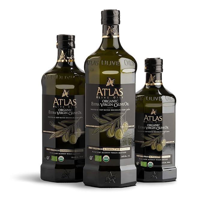 Atlas 1 LT Cold Press Extra Virgin Olive Oil in Glass Bottle, Polyphenol Rich from Morocco | Newly Harvested Unprocessed from One Single Family Farm | Moroccan Organic EVOO Trusted by Award-Winning Chefs