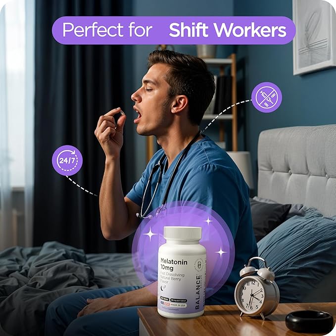 Balancebreens Melatonin 10mg Fast-Dissolve, 120 Tablets – Natural Sleep Aid for Restful Nights, Drug-Free Support for Relaxation and Tranquility