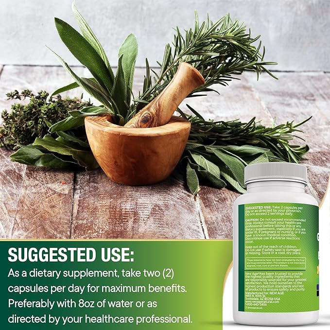 NEW AGE Oregano Oil Garlic Extract Olive Leaf with Astragalus - Supplement for Women and Men - 60 Count