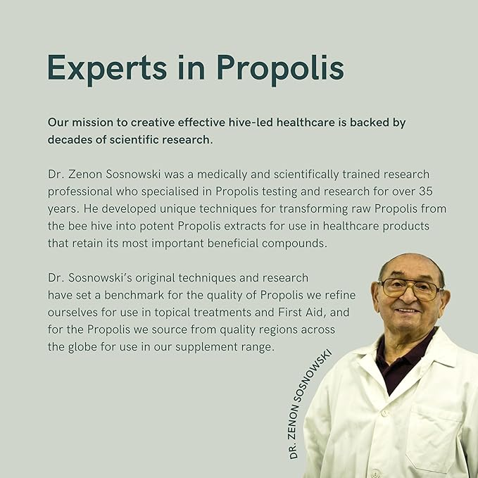 Dr Sosnowski's Bee Propolis | 1500mg High Potency | Hive-derived Superfood, Vegetable Capsules, 60 Count | 2 Months Supply