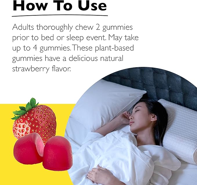 Bach RESCUE PLUS Melatonin Sleep Gummies, Natural Strawberry Flavor, Sleep Aid, Dietary Supplement, Vegan, Gluten-Free, No Artificial Flavors, Colors, 60 Count