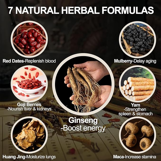 Six Treasure Kidney Cleanse Tea – Ginseng Five Treasures Herbal Detox Tea, Natural Chinese Traditional Formula, Organic Liver & Kidney Support for Men & Women