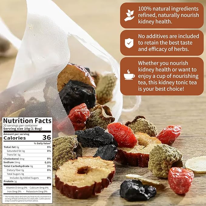 DOZO Ginseng Five Treasure Tea Men’s Maca Herbal Tea Wubao Tea 8.82oz/250g(25bag) Men's Kidney American Ginseng Raspberries Mulberries Red Dates Goji berries Maca 补肾茶 男人茶 人参五宝茶