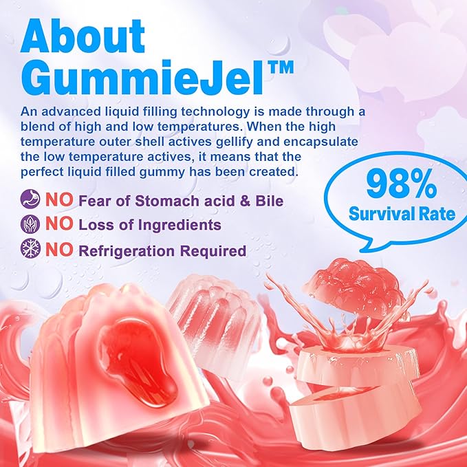 Sugar Free Probiotic Gummies 60 Billion CFU 11 Strains with Prebiotics Fiber, Probiotics Filled Gummies for Women Men Digestive Health, Peach Flavor, Supports Constipation, Diarrhea, Gas & Bloating