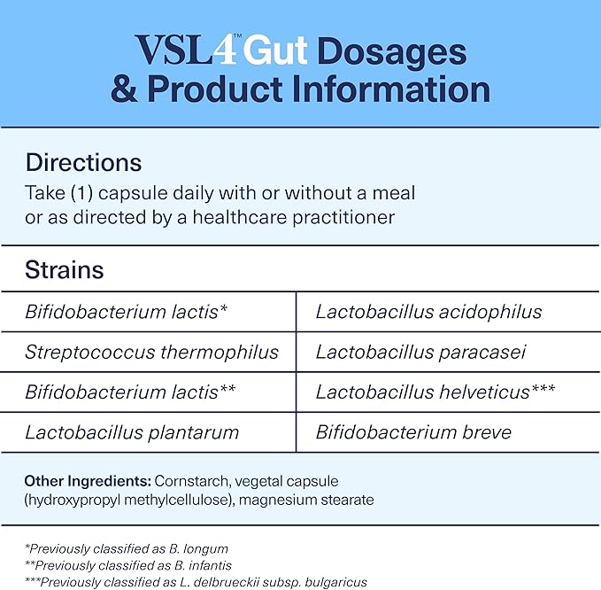 VSL4® Gut Daily Probiotics for Gut Health - 30B CFUs, Multi-Strain Digestive Support for Women & Men, Promotes Gut Balance & Regularity, Potent, Shelf-Stable Probiotic Supplement, 30 Capsules