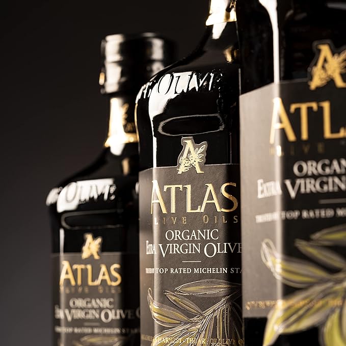 Atlas Organic Cold Pressed Moroccan Extra Virgin Olive Oil in Glass Bottle, Polyphenol Rich | EVOO From Morocco, Newly Harvested Unprocessed from One Single Family Farm | Trusted by Award-Winning Chefs | 500 mL