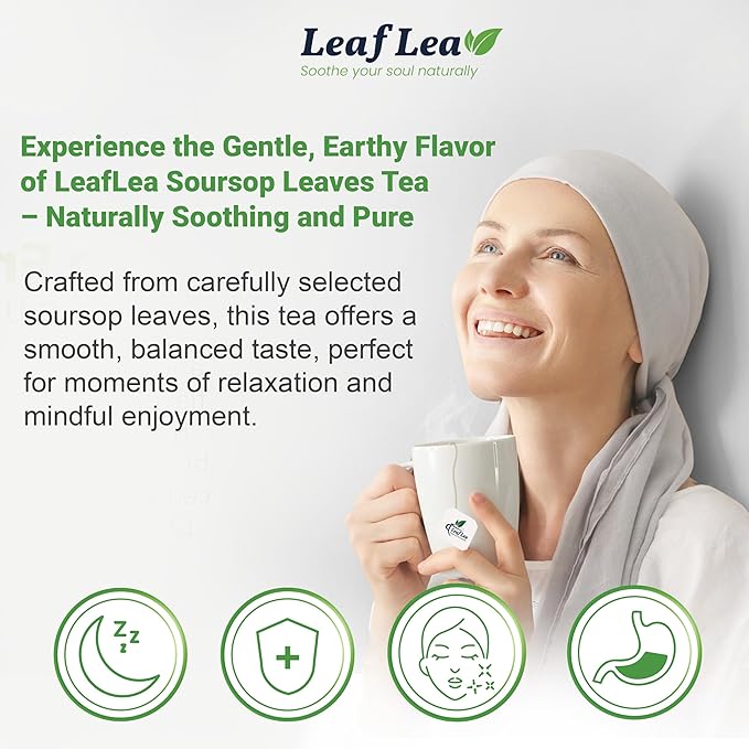 LeafLea 40 Premium Soursop Leaf Tea Bags, Pure & Natural Sour Sop Leaves, Graviola Leaves Tea, Hoja Guanabana Tea, Natural Digestion Support Herbal Tea Bags, Nutrient-Rich, No Sugar, No Caffeine