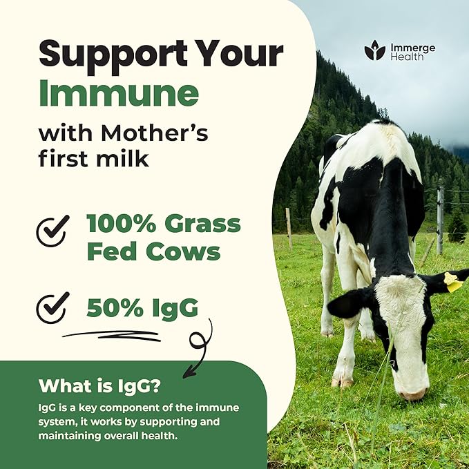 Super Colostrum Grass Fed Bovine Colostrum - 120 Capsules - Gut Health, Muscle Recovery, Energy, Hair, Skin & Immune Supplement | 50% IgG Cow Colostrum for Humans | Superfood, Gluten Free, Unflavored