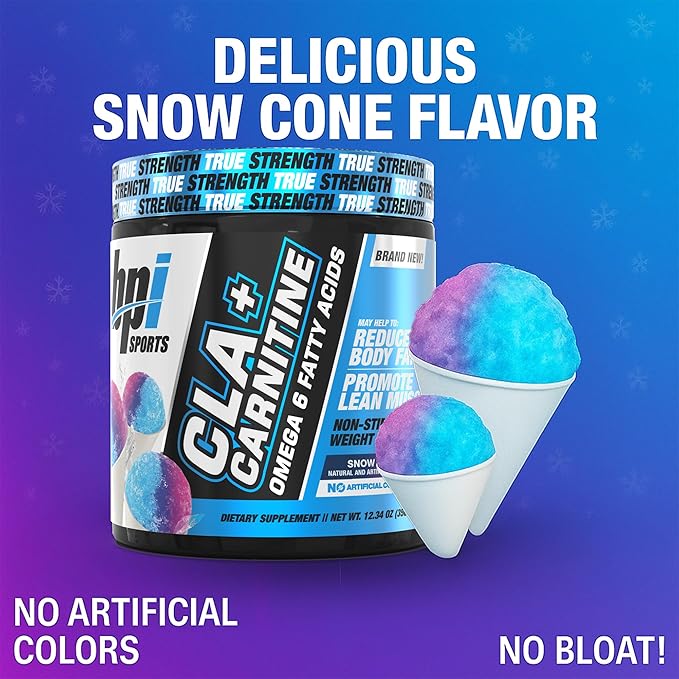 BPI Sports CLA+Carnitine – CLA L Carnitine & Linoleic Acid – L Carnitine Supplement for Weight Loss, Metabolism & Lean Muscle – Caffeine Free – Snow Cone – 50 Servings – 12.34 oz