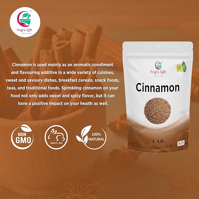 Crushed Cinnamon Bark 1 LB | Bulk Cinnamon Stick Pieces/Chips For Tea, Cooking | Rich Aroma and Great Flavour | Premium Grade Cinnamon by Yogi's Gift®