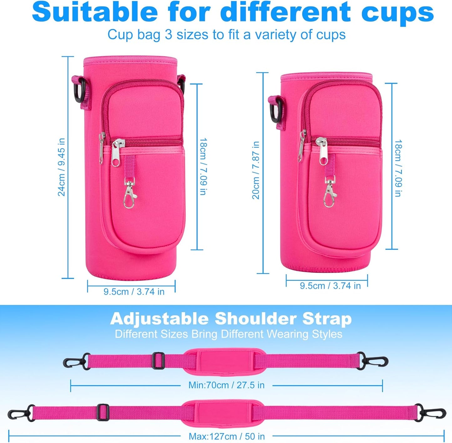 Water Bottle Holder with Strap for Hydroflask 32oz 40oz, Carrier Sling Bag with Phone Pocket Water Bottle Sleeve for Men Women Hiking Camping Travelling