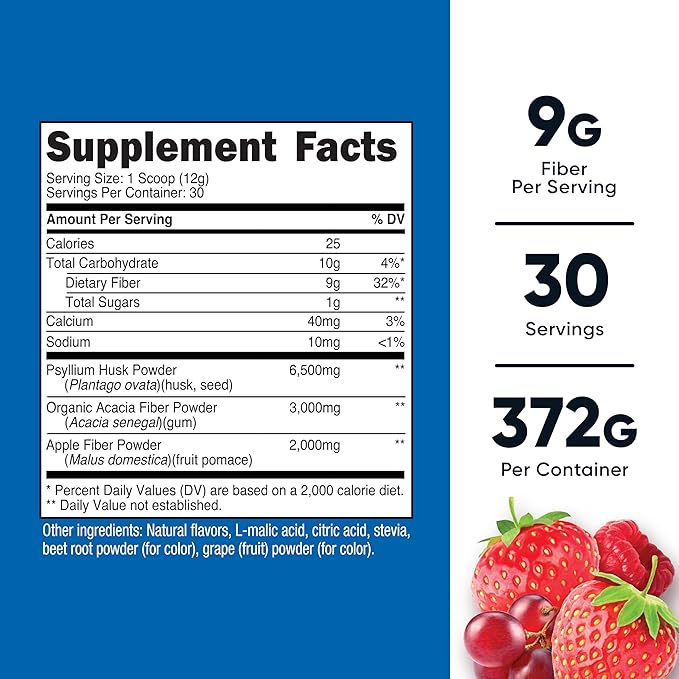 Nutricost Soluble Fiber (Berry Flavored) 30 Servings - Vegan, Non-GMO, Gluten Free
